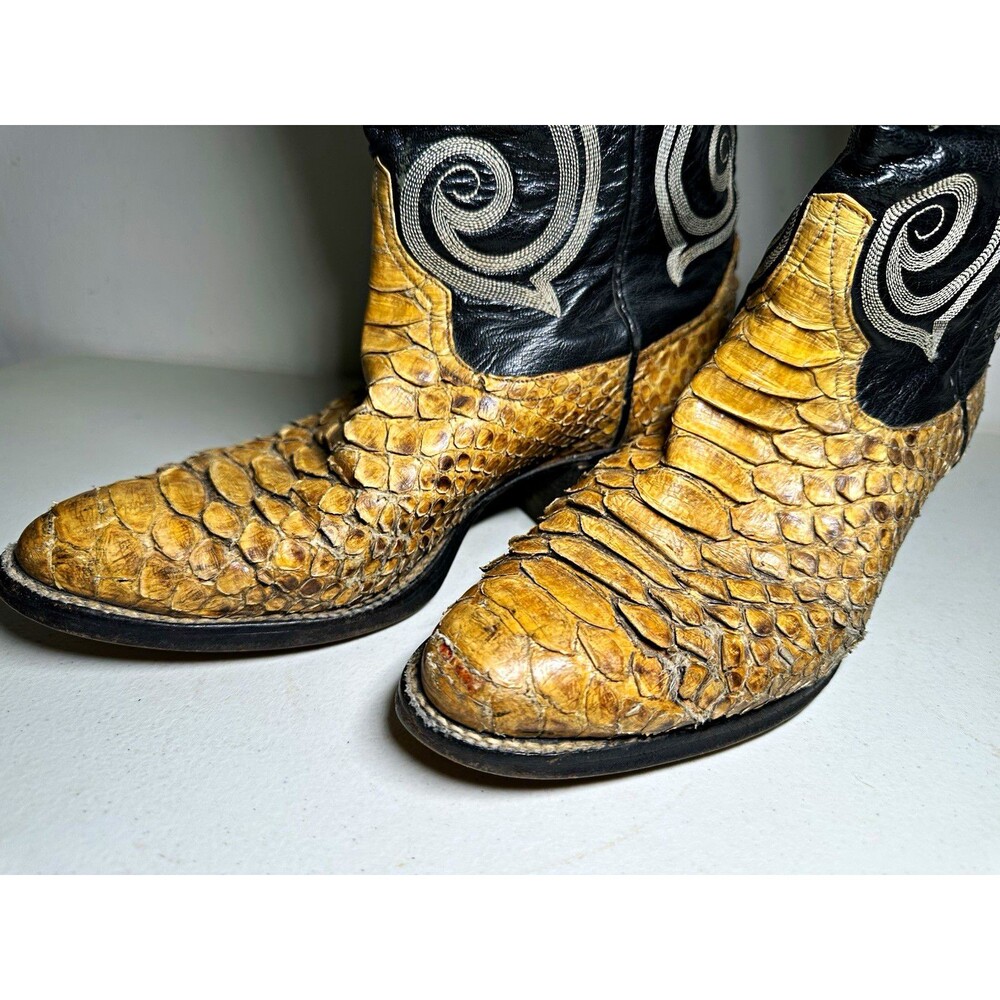 Vintage Larry Mahan Python Snakeskin Cowboy Boots Style Men's 8 D Triad Cut